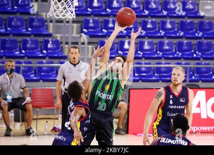 Ferran Bassas während des Spiels zwischen Morabanc Andorra und Joventut Badalona, das dem Halbfinale der katalanischen Basketball-Liga entspricht, spielte am 04.. September 2020 im Palau Blaugrana in Barcelona, Spanien. (Foto von Joan Valls/Urbanandsport/NurPhoto) Stockfoto