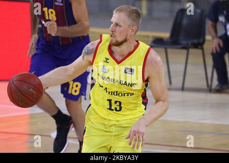 Haukur Palsson während des Spiels zwischen dem FC Barcelona und Morabanc Andorra, das dem Finale der katalanischen Basketball League entspricht, spielte am 06.. September 2020 im Palau Blaugrana in Barcelona, Spanien. (Foto von Joan Valls/Urbanandsport/NurPhoto) Stockfoto