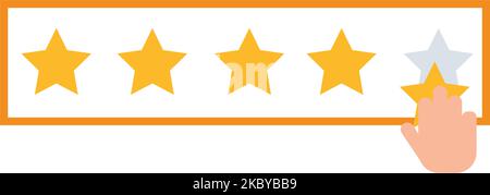 Eine Vektordarstellung einer Rezension mit fünf Sternen auf weißem Hintergrund Stock Vektor