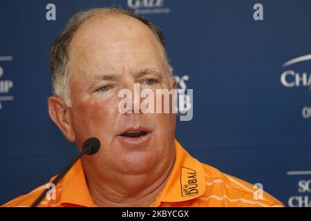 Mark O'sera nimmt an der Pressekonferenz während der PGA Tour Songdo IBD Championship in Incheon, westlich von Seoul, am 5. September 2011, Südkorea Teil. Die Songdo IBD Championship ist ein Golfturnier auf der Champions Tour. Es wurde zum ersten Mal als die Posco E&C Songdo Championship im September 2010 im Jack Nicklaus Golf Club Korea in Songdo, Südkorea, gespielt. Es war das erste Turnier der Champions Tour in Asien. 2010 betrug der Geldbeutel 3.000.000 US-Dollar, $450.000 gingen an den Gewinner. Dies war der größte Geldbeutel, den es je für ein Champions Tour-Event gab. (Foto von Seung-il Ryu/NurPhoto) Stockfoto