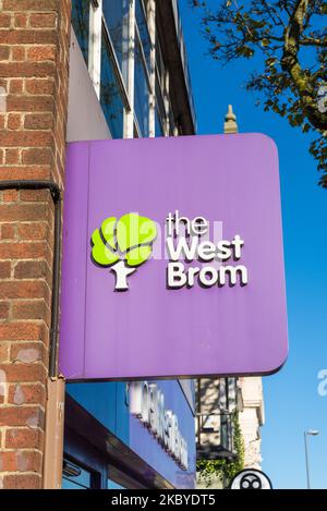 Schild für die West Brom, West Bromwich Building Society in Kings Heath, Birmingham Stockfoto