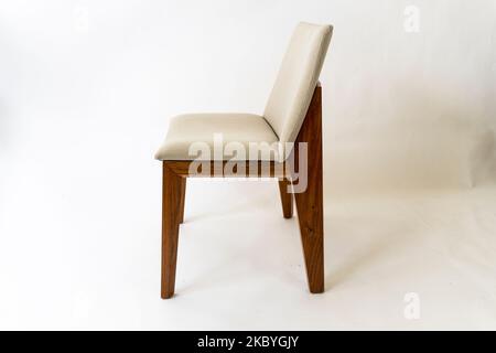 Detail Stuhl, Massivholz und Textilmöbel, Stuhldesign, mexiko Stockfoto