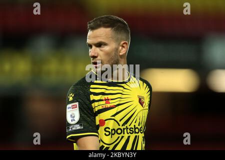 Tom Cleverley von Watford während des Sky Bet Championship-Spiels zwischen Watford und Middlesbrough in der Vicarage Road, Watford, England am 11. September 2020. (Foto von Leila Coker/MI News/NurPhoto) Stockfoto