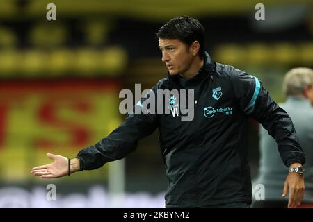 Watford-Manager Vladimir Ivic beim Sky Bet Championship-Spiel zwischen Watford und Middlesbrough in der Vicarage Road, Watford, England, am 11. September 2020. (Foto von Leila Coker/MI News/NurPhoto) Stockfoto