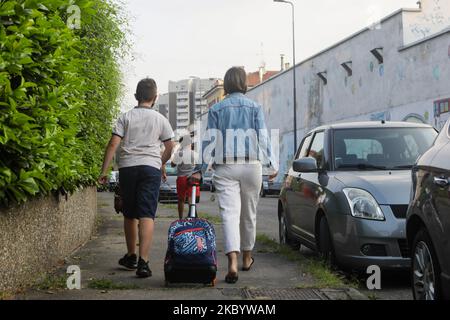 Wiedereröffnung der Schulen nach der Zwangsschließung aufgrund des Coronavirus-Notstands in Italien, Mailand, Italien, am 14. September 2020 (Foto: Mairo Cinquetti/NurPhoto) Stockfoto