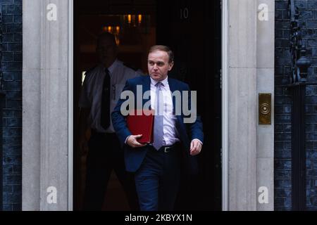 Der Minister für Umwelt, Ernährung und Angelegenheiten des ländlichen Raums, George Eustice, verlässt am 14. September 2020 die Downing Street 10 in London, England. (Foto von David Cliff/NurPhoto) Stockfoto