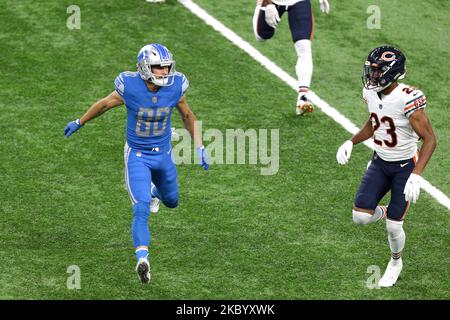 Der Detroit Lions Wide Receiver Danny Amendola (80) wird während der ersten Hälfte eines NFL-Fußballspiels gegen die Chicago Bears in Detroit, Michigan, USA, am Donnerstag, 13. September 2020 gesehen (Foto: Jorge Lemus/NurPhoto) Stockfoto