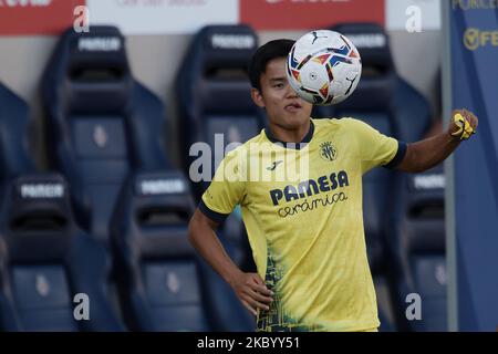 Takefusa Kubo aus Villarreal beim Warm-Up vor dem La Liga Santader-Spiel zwischen Villarreal CF und SD Huesca am 13. September 2020 im Estadio de la Ceramica in Villareal, Spanien. (Foto von Jose Breton/Pics Action/NurPhoto) Stockfoto