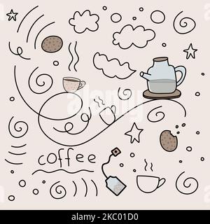 Niedliche Doodle für Kaffee Tee Infuser Tasche Stock Vektor