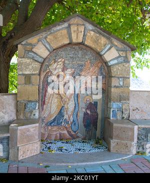 Religiöses Denkmal im Kloster Moni Thari. Eines der wichtigsten religiösen Denkmäler auf der Insel Rhodos Laerma, Rhodos, Dodekanes, Süd-AE Stockfoto