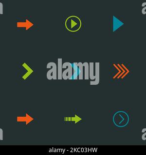 Helle, stilvolle Pfeile auf dunklem Hintergrund Stock Vektor