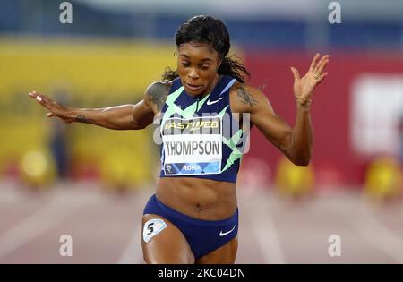 Elaine Thompson-Herah (JAM) tritt am 17. September 2020 bei 100m Frauen bei der Goldenen Gala der IAAF Diamond League im Olimpico-Stadion in Rom, Italien, an (Foto: Matteo Ciambelli/NurPhoto) Stockfoto