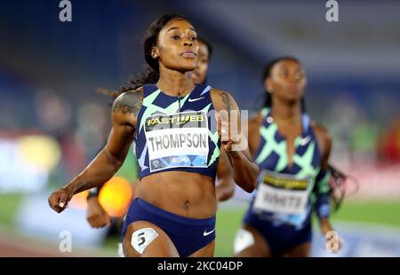 Elaine Thompson-Herah (JAM) tritt am 17. September 2020 bei 100m Frauen bei der Goldenen Gala der IAAF Diamond League im Olimpico-Stadion in Rom, Italien, an (Foto: Matteo Ciambelli/NurPhoto) Stockfoto