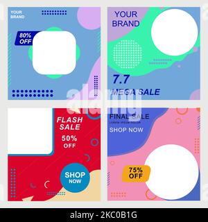 Eine Reihe von Social-Media-Vorlagen – geeignet für Online-Werbung Stock Vektor