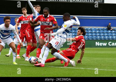 Bright Osayi-Samuel in Aktion während des Sky Bet Championship-Spiels zwischen Queens Park Rangers und Middlesbrough im Kiyan Prince Foundation Stadium am 26. September 2020 in London, England. (Foto von MI News/NurPhoto) Stockfoto