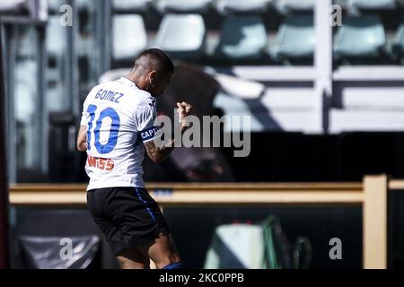 Atalanta Mittelfeldspieler Alejandro Gomez (10) feiert nach seinem Tor, um es 1-1 während der Serie A Fußballspiel n.2 TORINO - ATALANTA am 26. September 2020 im Stadio Olimpico Grande Torino in Turin, Piemont, Italien. Endergebnis: Torino-Atalanta 2-4. (Foto von Matteo Bottanelli/NurPhoto) Stockfoto