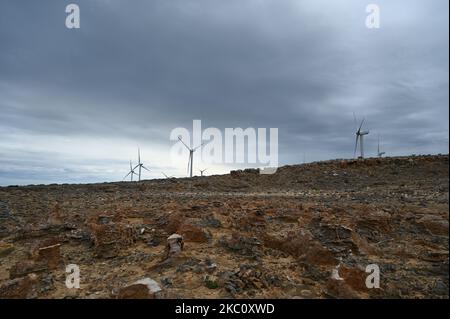 Windgeneratoren turbinen Strom in Cape Bridgewater, Australien Stockfoto