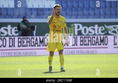 Nahitan Nandez von Cagliari Calcio Gesten während der Serie Ein Spiel zwischen Atalanta BC und Cagliari Calcio im Gebiss-Stadion am 4. Oktober 2020 in Bergamo, Italien. (Foto von Giuseppe Cottini/NurPhoto) Stockfoto