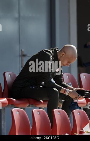 Virginia Torrecilla von Atletico schaut während des Primera Division Feminina-Spiels zwischen Atletico de Madrid und UD Granadilla Teneriffa am 10. Oktober 2020 in Madrid, Spanien. (Foto von Jose Breton/Pics Action/NurPhoto) Stockfoto