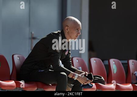 Virginia Torrecilla von Atletico schaut während des Primera Division Feminina-Spiels zwischen Atletico de Madrid und UD Granadilla Teneriffa am 10. Oktober 2020 in Madrid, Spanien. (Foto von Jose Breton/Pics Action/NurPhoto) Stockfoto