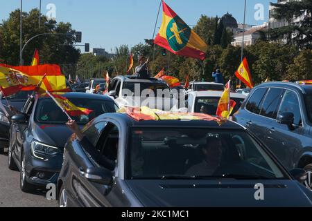 Protest gegen die von rrss einberufene und von vox zitierte Regierung in Madrid, Spanien, am 0ctober 12. 2020. (Foto von Antonio Navia/NurPhoto) Stockfoto