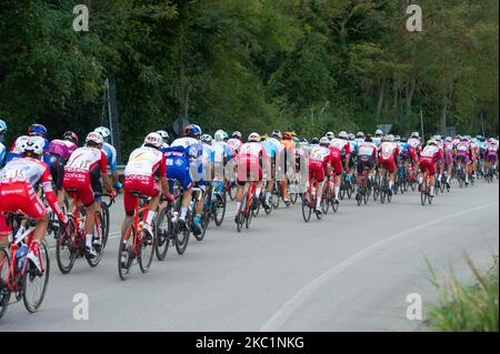 Gruppe von Fahrern während der 103. Giro d'Italia 2020, Etappe zehn eine 177 km lange Etappe von Lanciano nach Tortoreto Lidoon 13. Oktober 2020 in Tortoreto, Abruzzen, Italien. (Foto von Lorenzo Di Cola/NurPhoto) Stockfoto