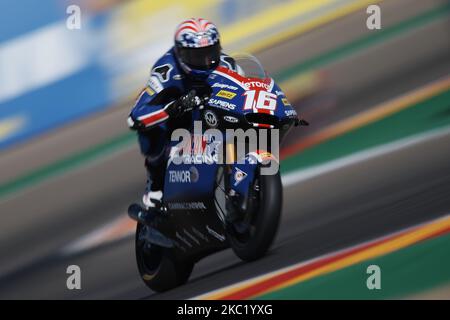 Joe Roberts (16) von USA und Tennor American Racing während des freien Trainings für die MotoGP von Aragon auf dem Motorland Aragon Circuit am 16. Oktober 2020 in Alcaniz, Spanien. (Foto von Jose Breton/Pics Action/NurPhoto) Stockfoto