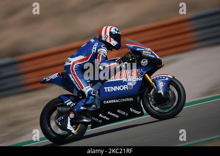 Joe Roberts (16) aus den USA und Tennor American Racing während des Qualifyings für die MotoGP von Aragon auf dem Motorland Aragon Circuit am 17. Oktober 2020 in Alcaniz, Spanien. (Foto von Jose Breton/Pics Action/NurPhoto) Stockfoto