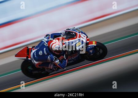 Joe Roberts (16) aus den USA und Tennor American Racing während des Qualifyings für die MotoGP von Aragon auf dem Motorland Aragon Circuit am 17. Oktober 2020 in Alcaniz, Spanien. (Foto von Jose Breton/Pics Action/NurPhoto) Stockfoto