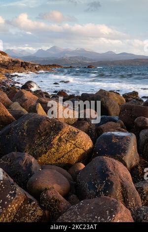Großer Sandstrand bei Gairloch an der atlantikküste von Wester Ross, Schottland Stockfoto