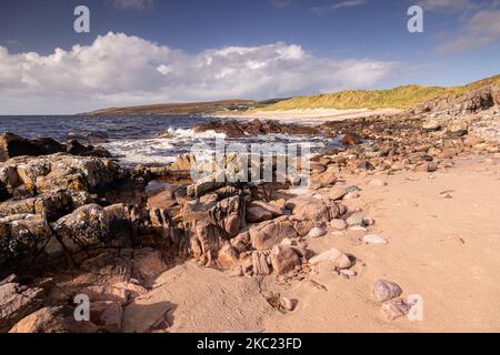 Großer Sandstrand bei Gairloch an der atlantikküste von Wester Ross, Schottland Stockfoto