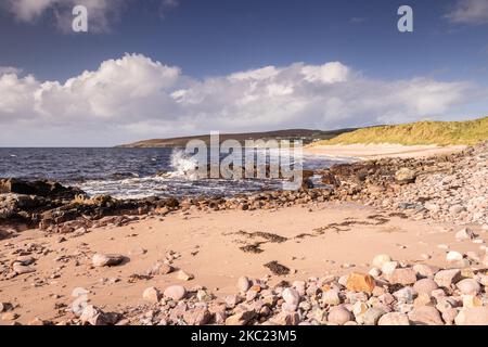 Großer Sandstrand bei Gairloch an der atlantikküste von Wester Ross, Schottland Stockfoto