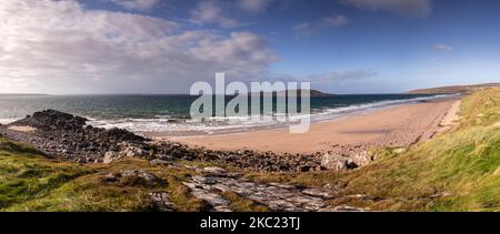 Großer Sandstrand bei Gairloch an der atlantikküste von Wester Ross, Schottland Stockfoto