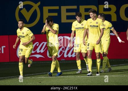 Dani Parejo von Villarreal feierte am 18. Oktober 2020 im Stadion La Ceramica das Tor von 2-1 beim spanischen Spiel der La Liga zwischen Villarreal CF und Valencia CF. (Foto von Jose Miguel Fernandez/NurPhoto) Stockfoto