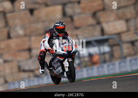 Albert Arenas (75) aus Spanien und das Solunion Aspar Team Moto3 während der MotoGP von Aragon auf dem Motorland Aragon Circuit am 18. Oktober 2020 in Alcaniz, Spanien. (Foto von Jose Breton/Pics Action/NurPhoto) Stockfoto