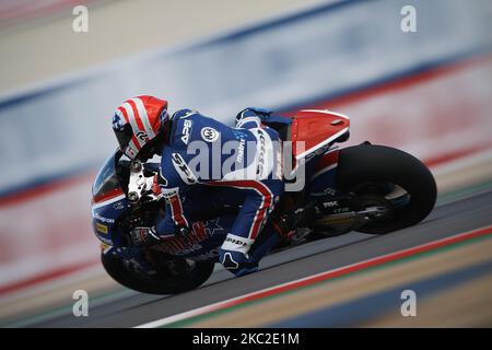 Joe Roberts (16) von USA und Tennor American Racing während des freien Trainings für die MotoGP von Teruel auf dem Motorland Aragon Circuit am 23. Oktober 2020 in Alcaniz, Spanien. (Foto von Jose Breton/Pics Action/NurPhoto) Stockfoto