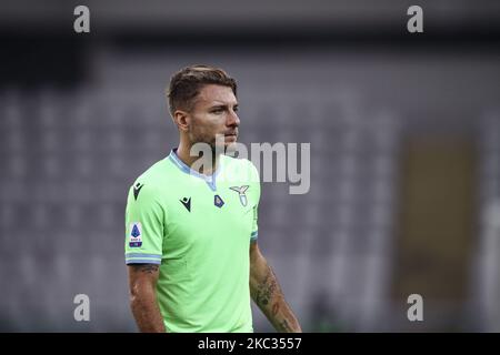 Latium Forward Ciro immobile (17) sieht während des Fußballspiels der Serie A n.6 TURIN - LATIUM am 01. November 2020 im Stadio Olimpico Grande Torino in Turin, Piemont, Italien, aus. (Foto von Matteo Bottanelli/NurPhoto) Stockfoto