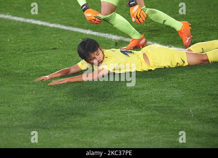 Takefusa Kubo von Villarreal CF während der La Liga Santander mach zwischen Villarreal und Valladolid im Estadio de la Ceramica am 2. November 2020 in Vila-real, Spanien (Foto: Maria Jose Segovia/NurPhoto) Stockfoto