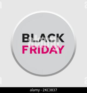 Taste mit der Bezeichnung Black Friday im Neomorphismus-Stil Stock Vektor