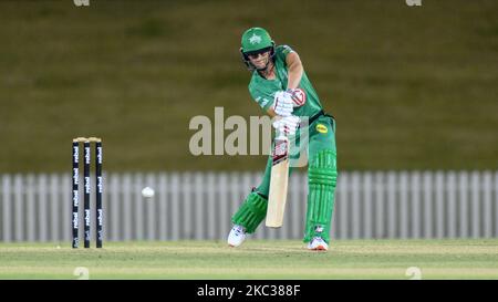 MEG Lanning of the Stars Fledermäuse beim WBBL-Spiel der Women's Big Bash League zwischen den Stürmer von Adelaide und den Stars von Melbourne im Blacktown International Sportspark am 03. November 2020 in Sydney, Australien. (Foto von Izhar Khan/NurPhoto) Stockfoto