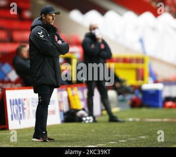 Joey Barton Manager von Fleetwood Town während der Sky Bet League One zwischen Charlton Athletic und Fleetwood Town im Valley, Woolwich, England am 3. November 2020. (Foto von Action Foto Sport/NurPhoto) Stockfoto