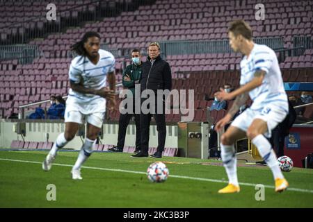 Ronald Koeman während des Spiels zwischen dem FC Barcelona und dem FC Dynamo Kiew, das der Woche 4 der UEFA Champions League entspricht, spielte am 04.. November 2020 im Camp Nou Stadium in Barcelona, Spanien. -- (Foto von Urbanandsport/NurPhoto) Stockfoto