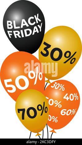 Poster Black Friday mit Luftballons. Stock Vektor
