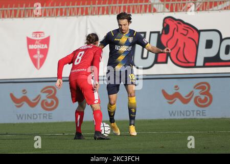 Andrija Novakowitsch von Frosinone Calcio in Aktion während des Spiels der Serie B zwischen Monza und Frosinone im Stadio Brianteo, Monza, Italien am 07. November 2020. (Foto von Mairo Cinquetti/NurPhoto) Stockfoto