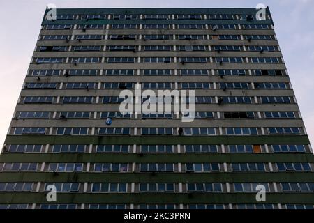 Am ersten Wochenende der zweiten nationalen Sperre geht die Sonne auf den Wanstead Flats, aufgrund der zweiten Welle von Covid-19, am 7. November 2020 in London unter. (Foto von Alberto Pezzali/NurPhoto) Stockfoto