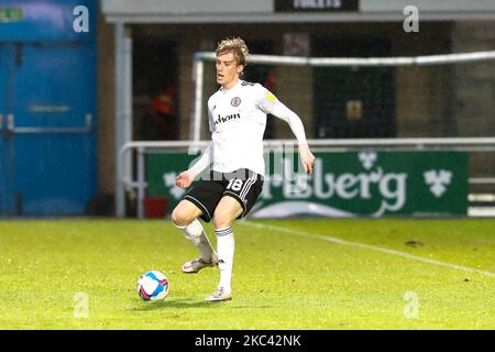 Harvey Rodgers von Accrington Stanley während der ersten Hälfte der Sky Bet League One-Partie zwischen Northampton Town und Accrington Stanley am Samstag, den 14.. November 2020, im PTS Academy Stadium in Northampton. (Foto von John Cripps/MI News/NurPhoto) Stockfoto