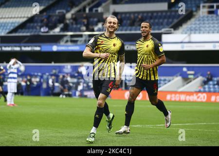 Watfords Ben Wilmot feiert das Eröffnungstreffer während des Sky Bet Championship-Spiels zwischen den Queens Park Rangers und Watford im Loftus Road Stadium, London, am Samstag, den 21.. November 2020. (Foto von Ian Randall/MI News/NurPhoto) Stockfoto