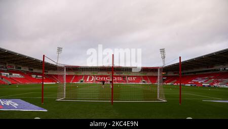 Ein allgemeiner Blick auf das Innere des Stadions während des Spiels der Sky Bet League 1 zwischen Doncaster Rovers und Sunderland im Keepmoat Stadium, Doncaster am Samstag, den 21.. November 2020. (Foto von Michael Driver/MI News/NurPhoto) Stockfoto