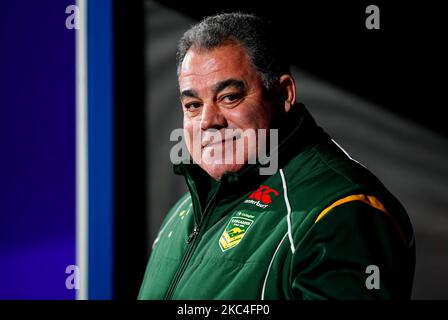 Australien-Cheftrainer Mal Meninga vor dem Viertelfinalspiel der Rugby League World Cup im John Smith's Stadium, Huddersfield. Bilddatum: Freitag, 4. November 2022. Stockfoto