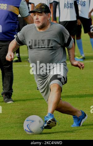 In dieser Fotoakte vom 12. Dezember 2017 besucht die argentinische Fußballlegende Diego Armando Maradona die Stadt Kalkutta, Indien.Maradona starb am 25. November 2020. (Foto von Debajyoti Chakraborty/NurPhoto) Stockfoto